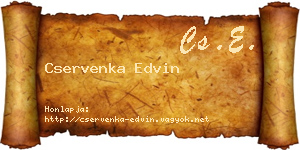 Cservenka Edvin névjegykártya